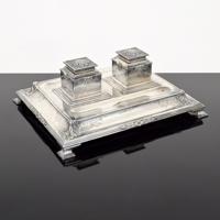 Mappin & Webb Charles II Sterling Silver Inkwell , Inkwell Stand - Sold for $2,048 on 12-01-2022 (Lot 115).jpg